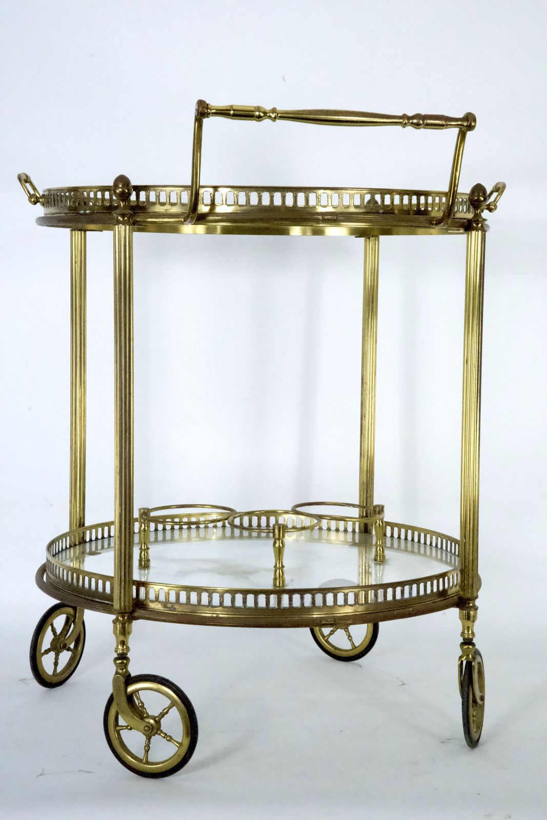 Mid Century Modern Brass And Glass Bar Cart By Cesare Lacca, Italy, 1950s. photo for sale
