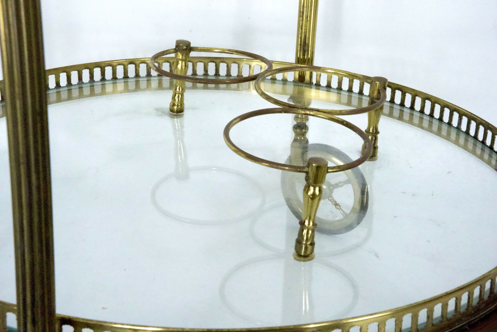 photo for sale Mid Century Modern Brass And Glass Bar Cart By Cesare Lacca, Italy, 1950s.
