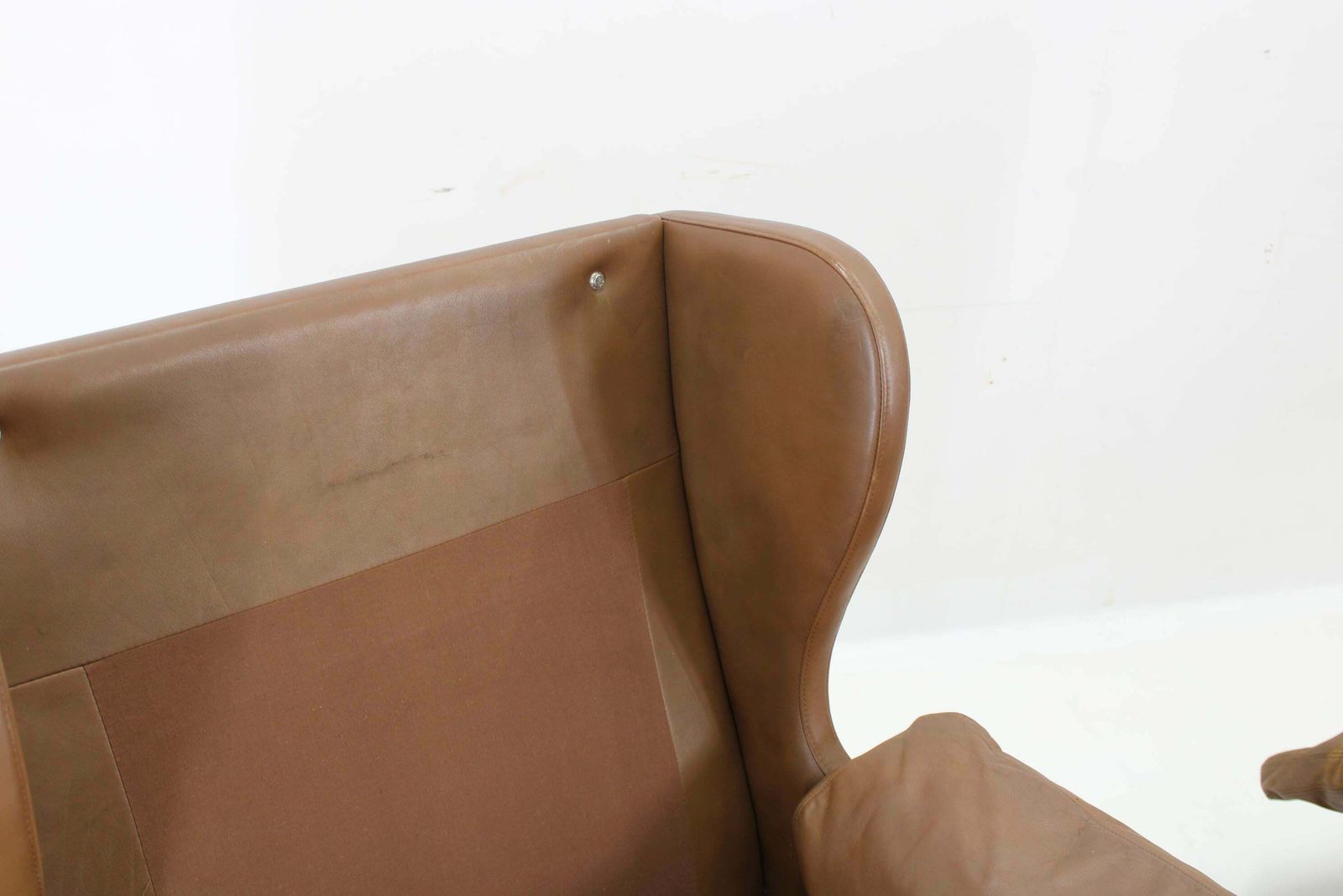 photo for sale 1970s Pair Of Brown Leather Armchairs, Denmark