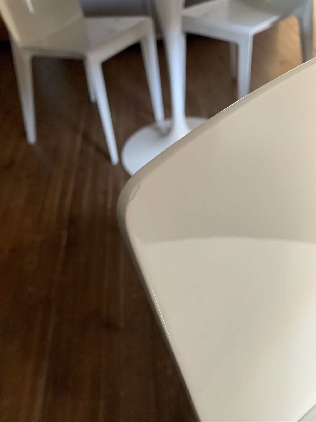 4 White Alfa Chairs. Fiberglass Resin Design By Wettstein photo furniture