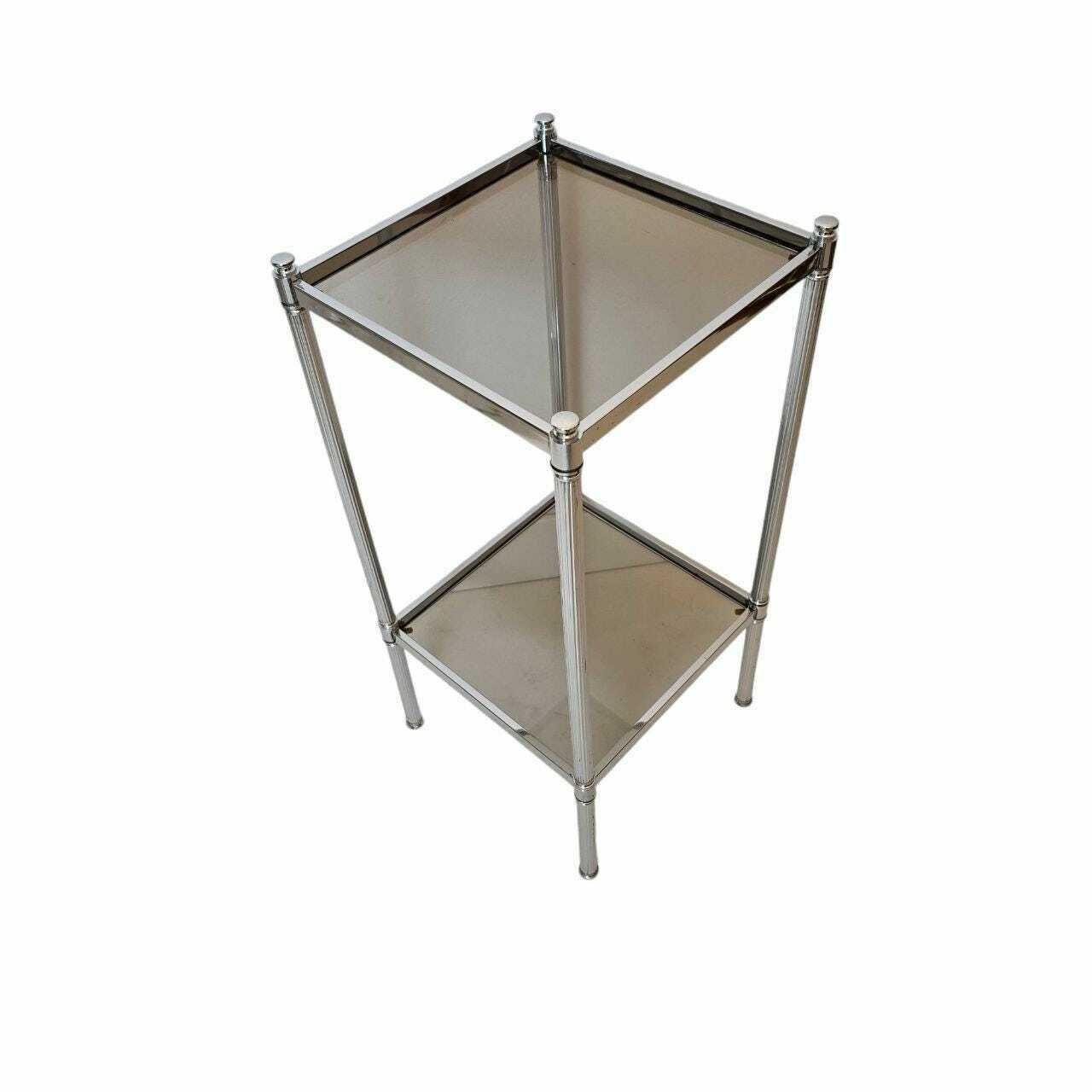 Vintage Mid Century Modern Chrom And Smoky Glass Rack photo vinterior