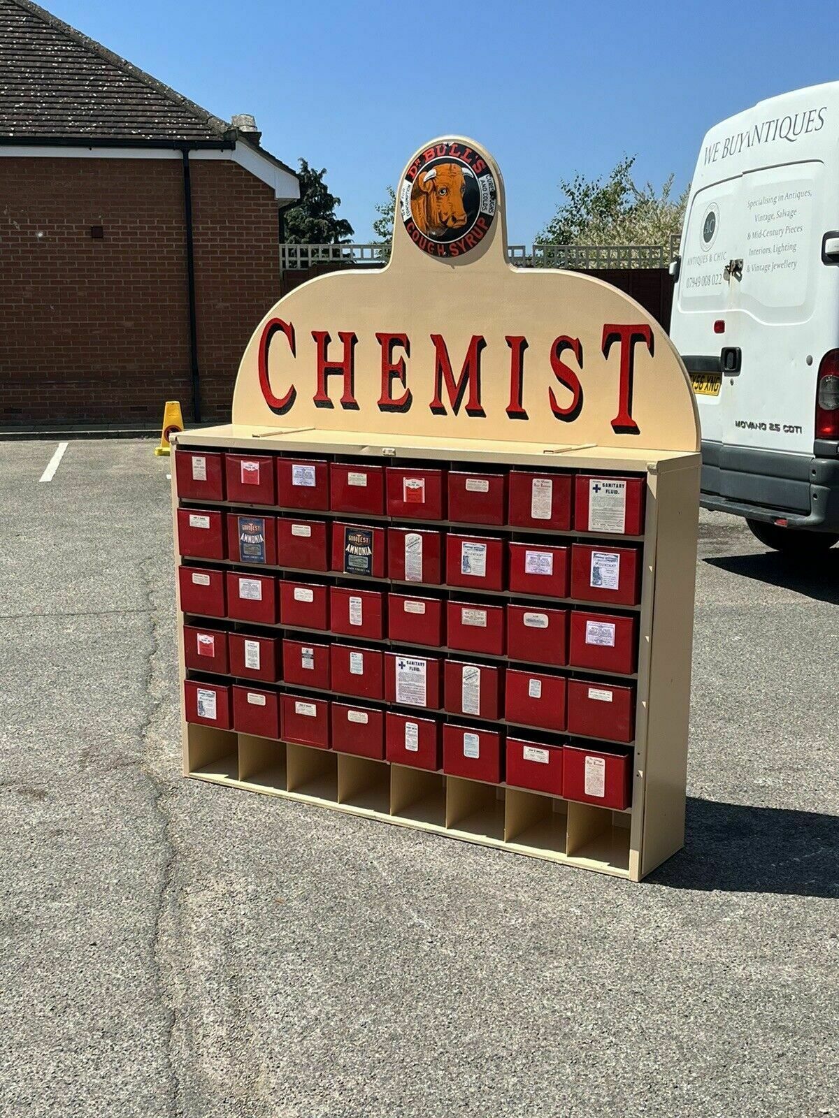 Large Chemists Bank Of Drawers, Lots Of Storage. 40 Deep Metal Drawers photo 1730.0