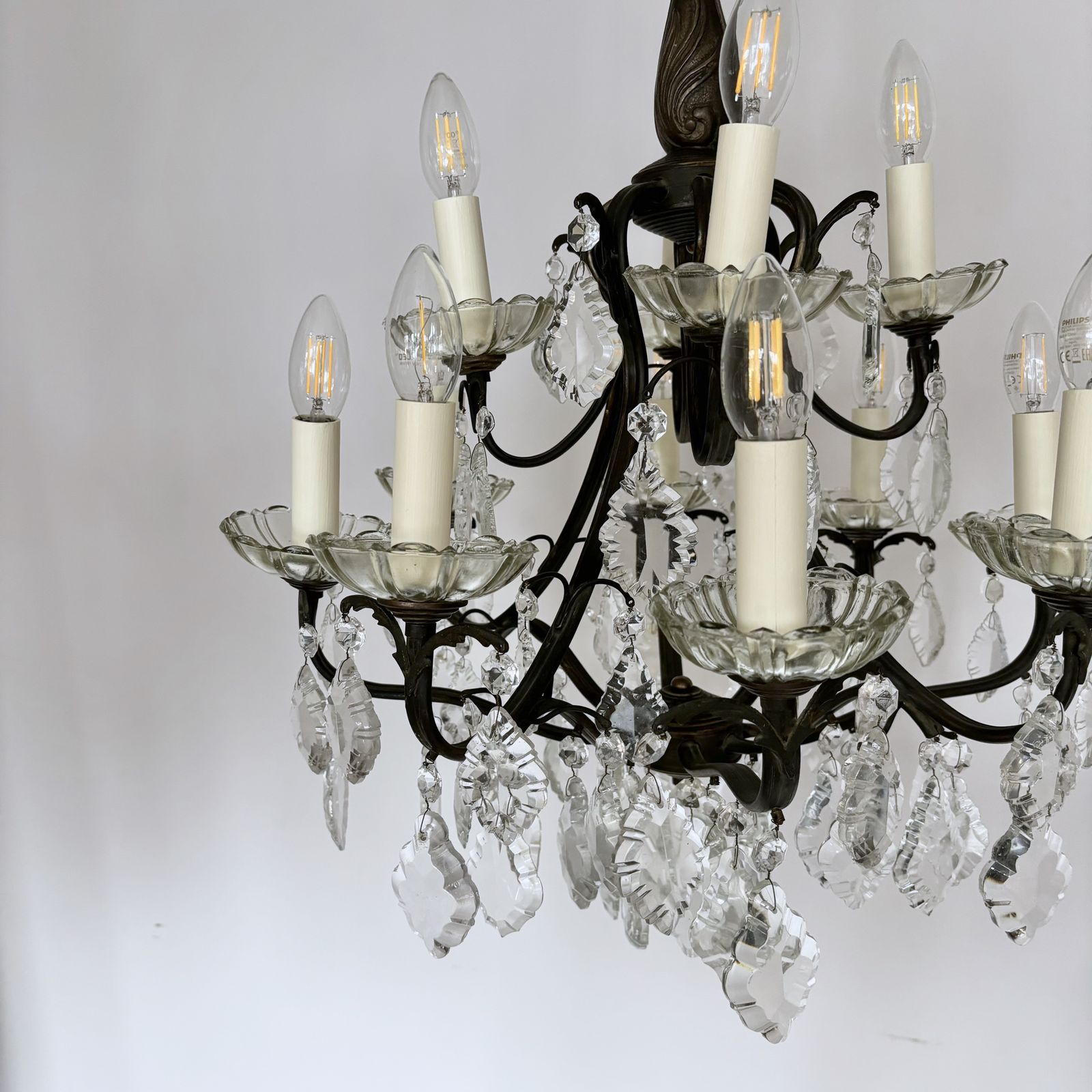 Birdcage Chandelier With Glass Bobéche Pans photo vintage