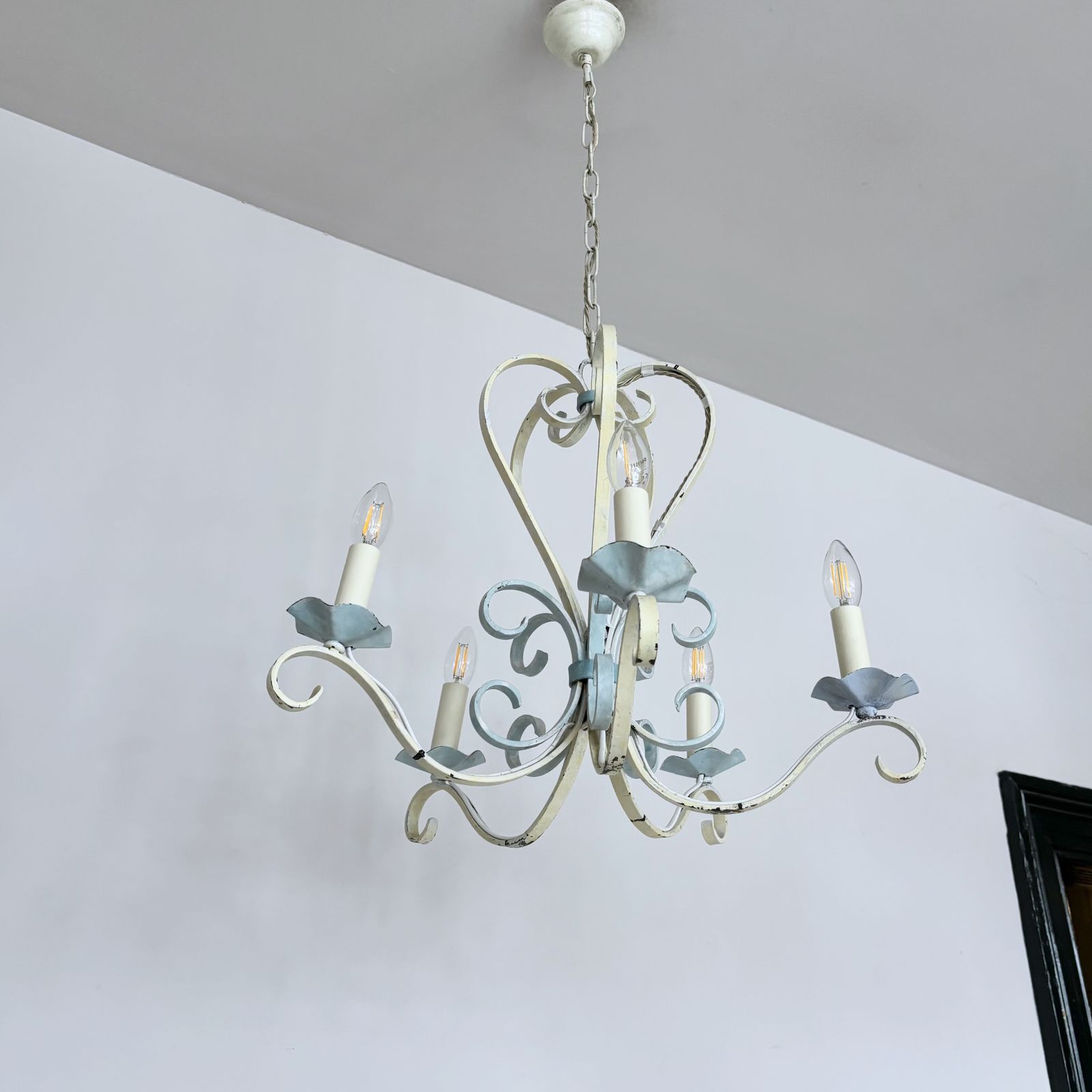 Painted Wrought Iron Chandelier photo Lighting