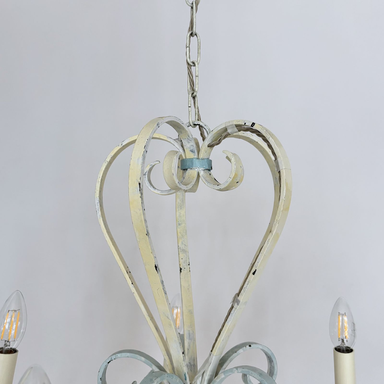 Painted Wrought Iron Chandelier photo vintage
