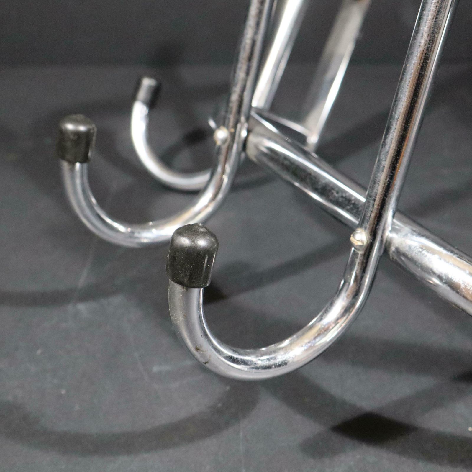 Vintage French Chrome Coat Rack Mid Century Industrial Wall Hanging Rack With Hooks photo vinterior