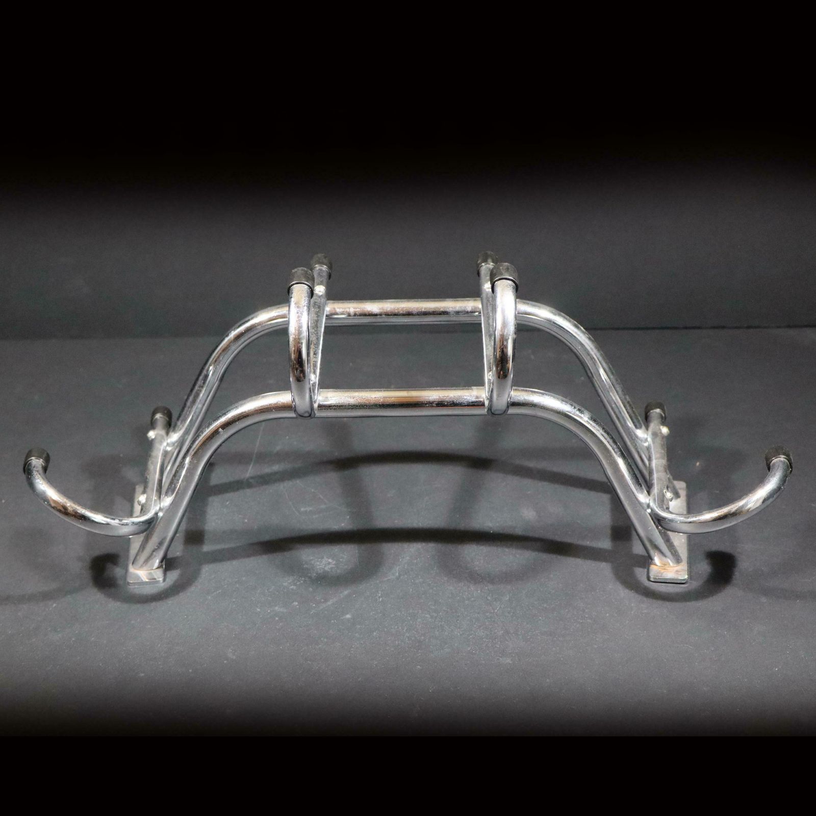 Vintage French Chrome Coat Rack Mid Century Industrial Wall Hanging Rack With Hooks photo vintage