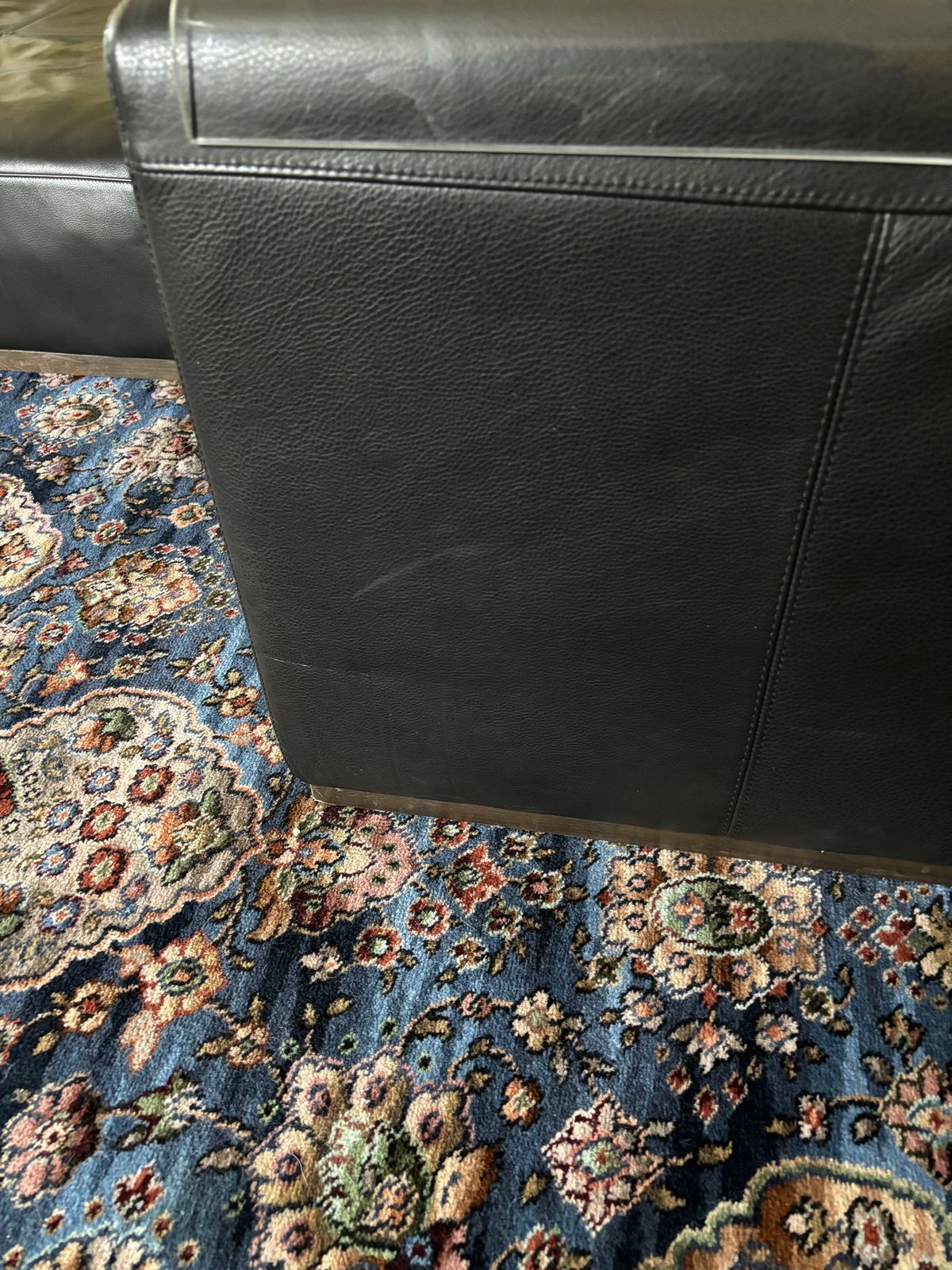Natuzzi Domino 2226 Black Corner Sofa And Footstool photo for sale