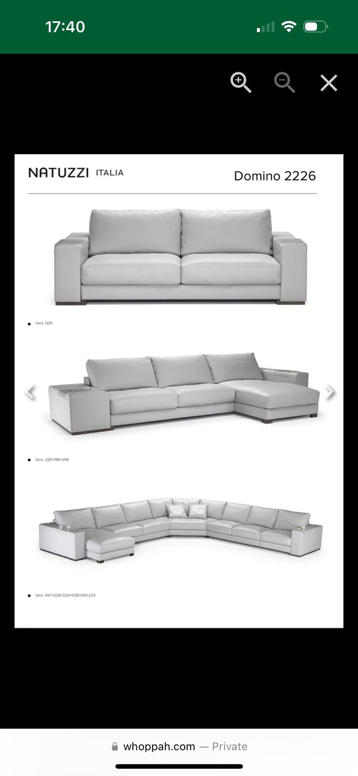 Natuzzi Domino 2226 Black Corner Sofa And Footstool photo 5000.0