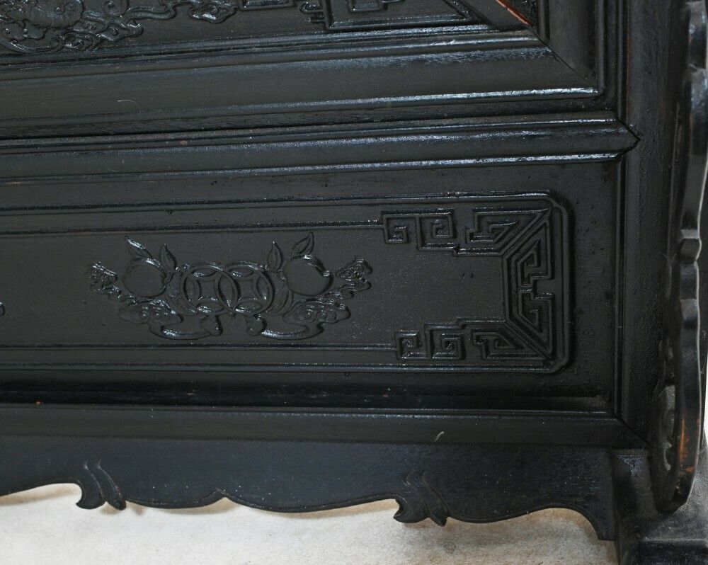 photo furniture Large Japanese Meiji Porcelain Carved Screen Room Divider