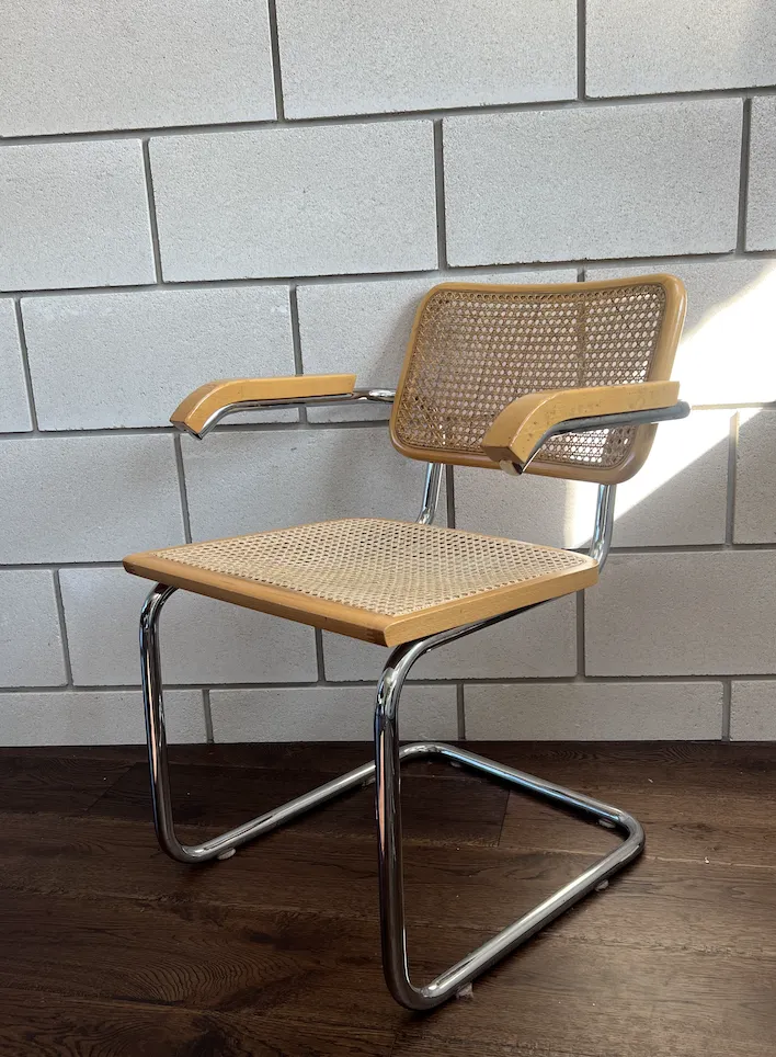 Vintage Italian Cesca Chair By Marcel Breuer In Beech Wood, 1970s