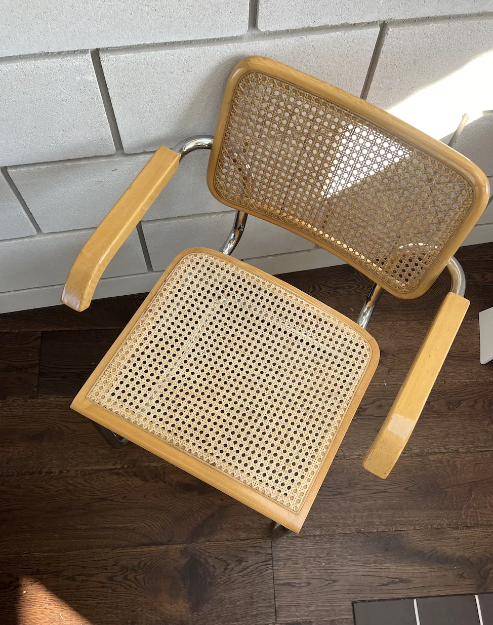 Vintage Italian Cesca Chair By Marcel Breuer In Beech Wood, 1970s photo for sale