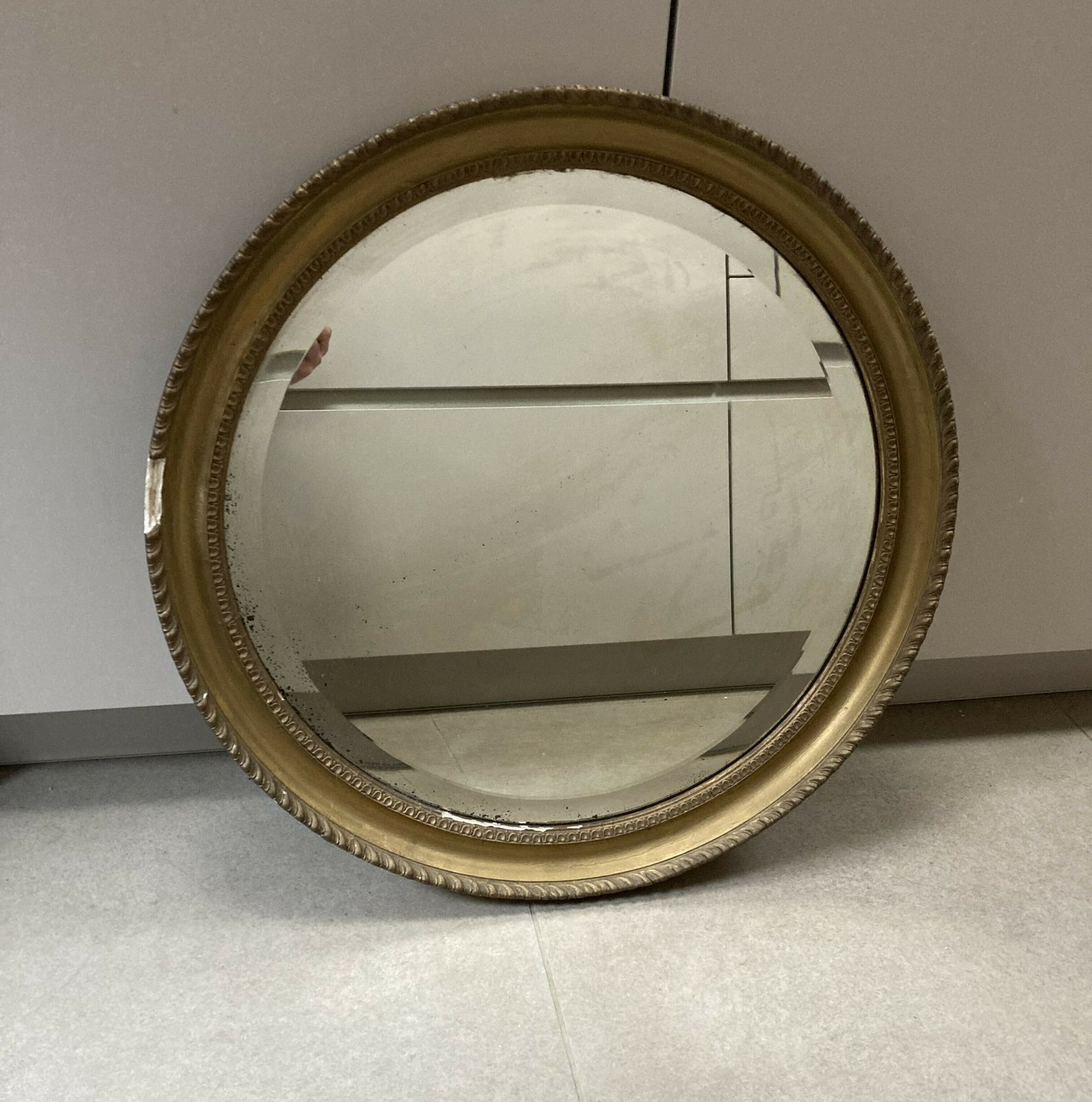 Antique Circular Gold Wall Mirror With Original Glass photo for sale
