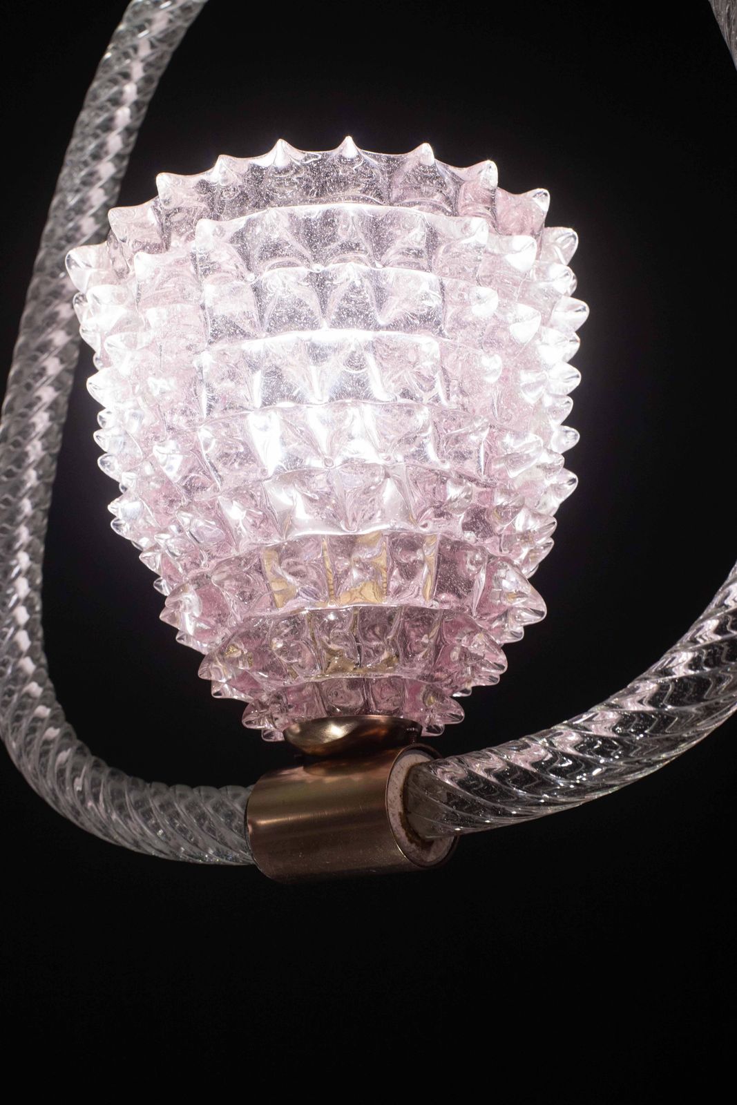 Extraordinary Pink Rostrato Murano Glass Chandelier  By Barovier & Toso, 1940s photo buy