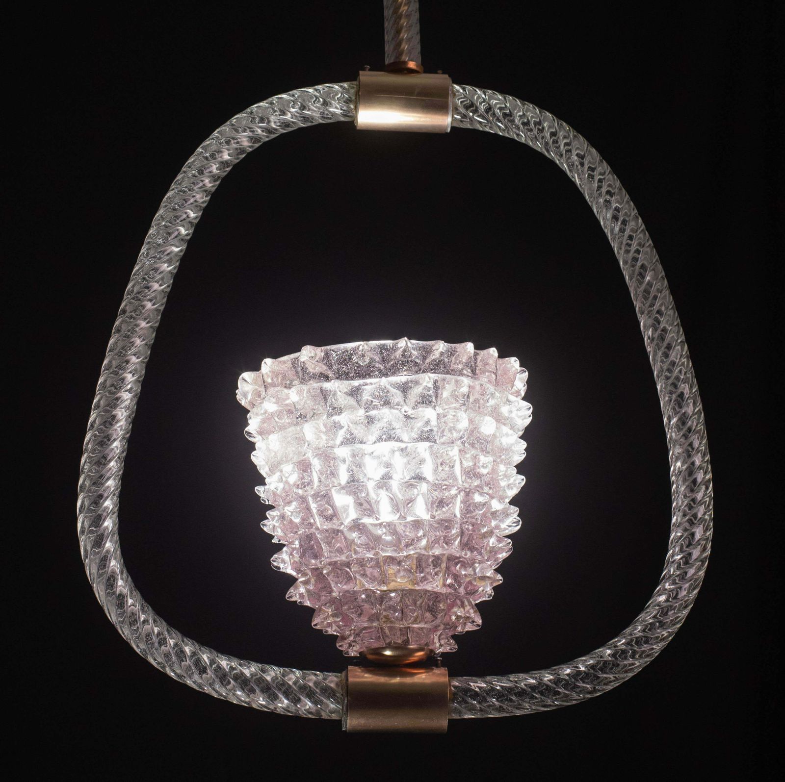 Lighting Extraordinary Pink Rostrato Murano Glass Chandelier  By Barovier & Toso, 1940s photo