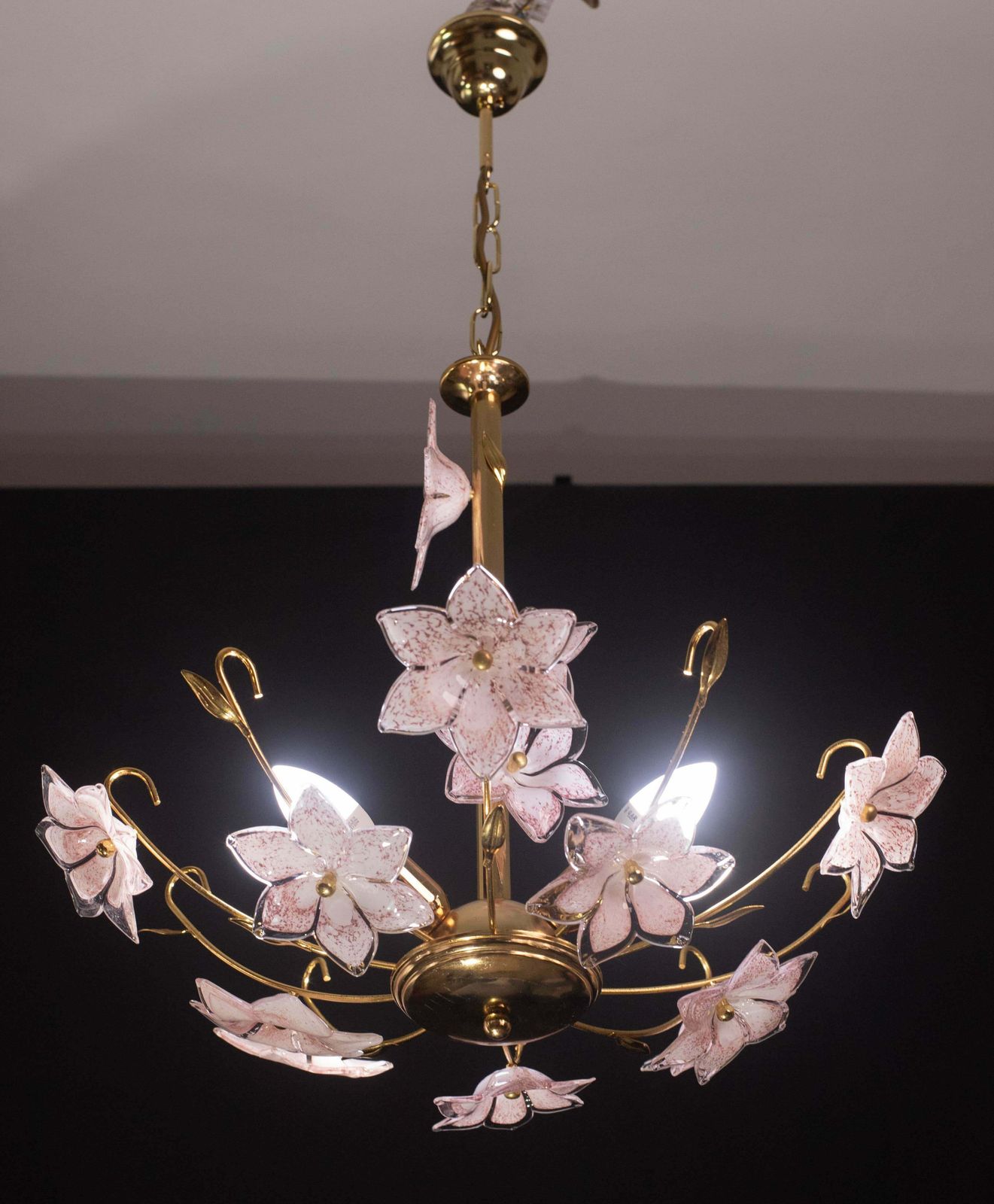 Lovely Murano Chandelier Pink Flowers, 1970 photo furniture