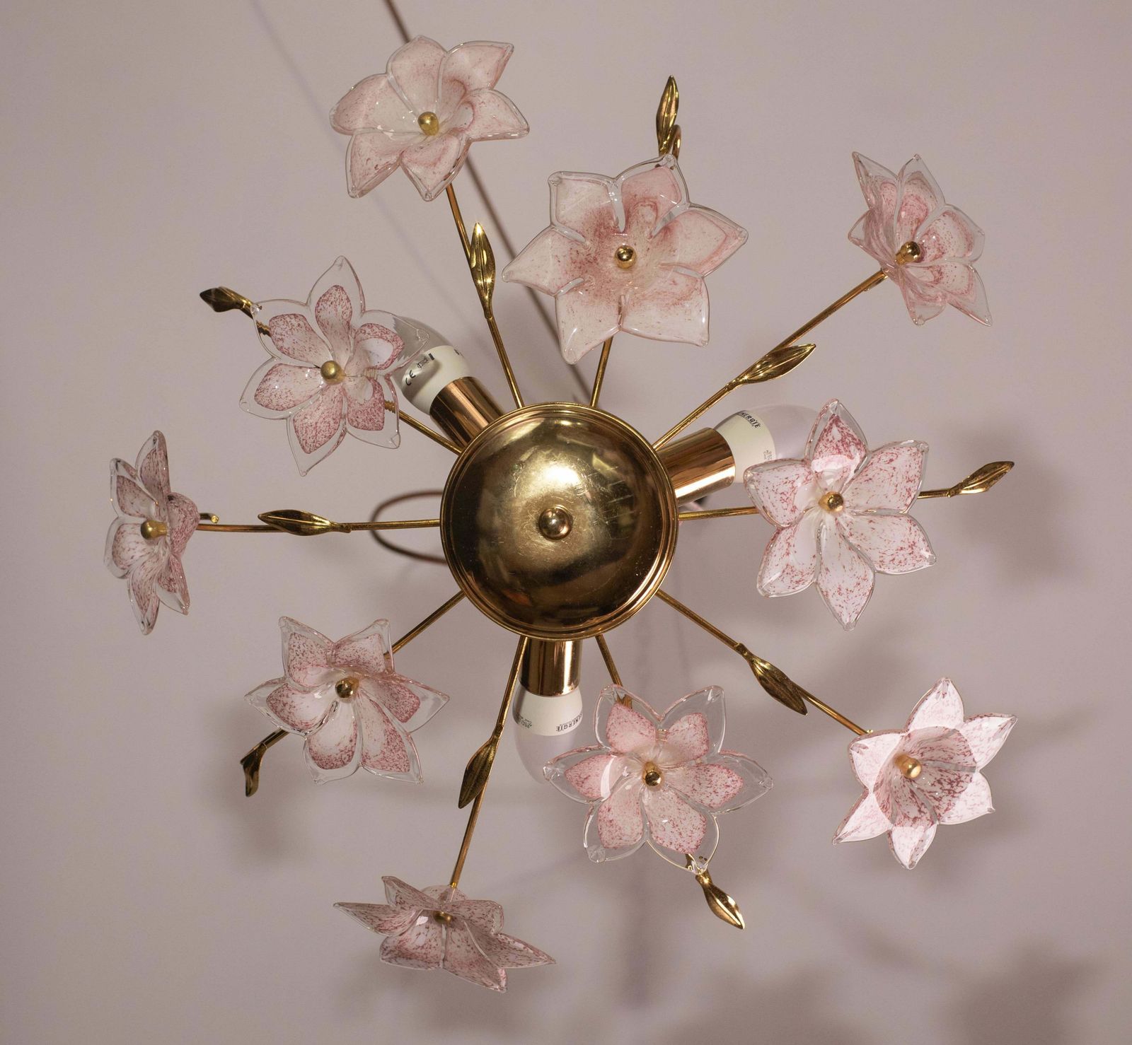 Lovely Murano Chandelier Pink Flowers, 1970 photo for sale