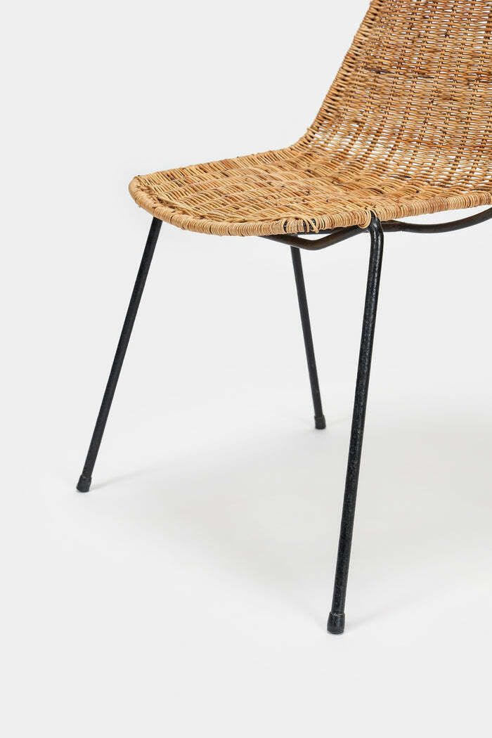 Gian Franco Legler, Pair Of Chairs "Basket", Stackable, Bonacina, Italy, 50s photo vintage