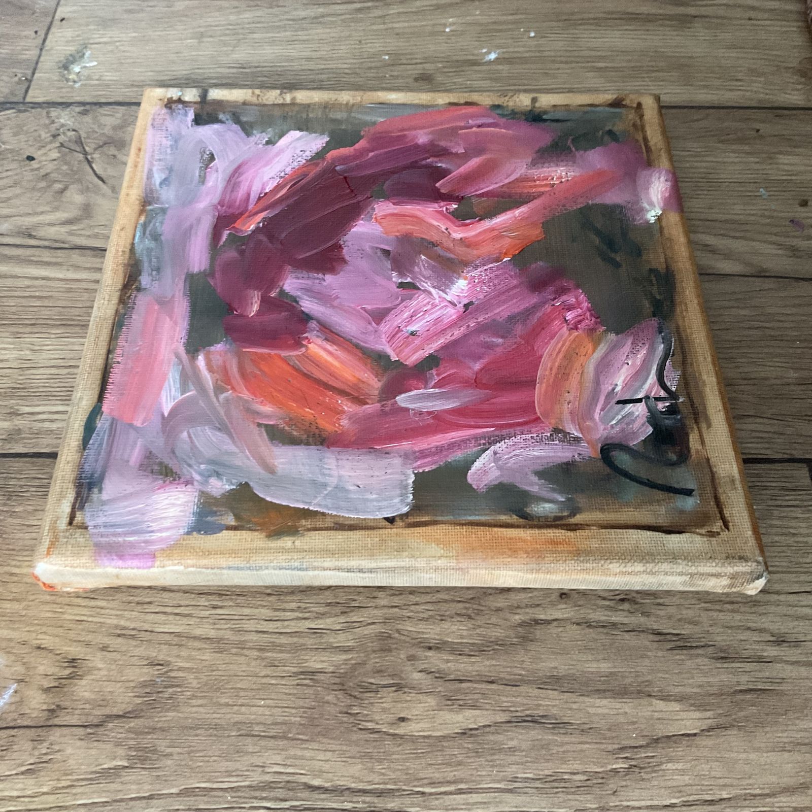 Original Oil Painting Pink Red Abstract Roth 8 X 8 Inches Art Gift Contemporary photo 600.0