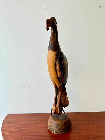 Tall Wooden African Bird Sculpture