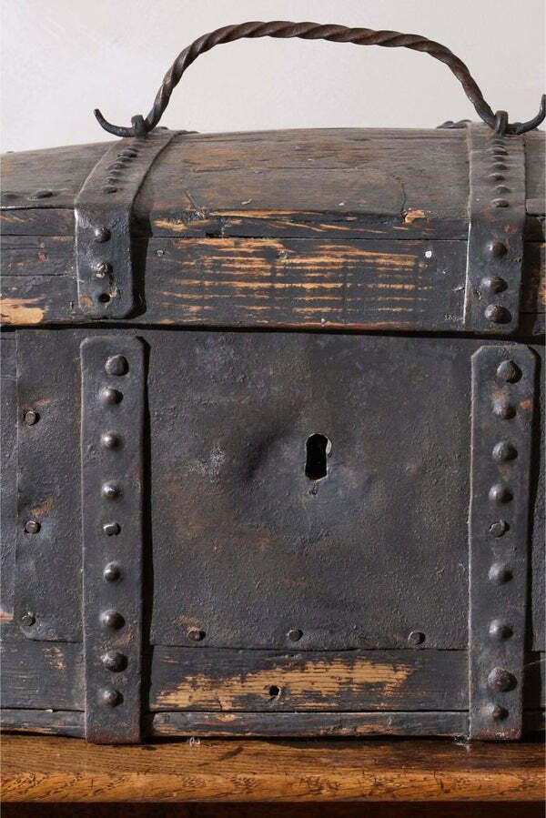 18th Century Swedish Folk Art Marriage Box   Dark photo furniture