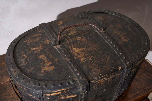 18th Century Swedish Folk Art Marriage Box   Dark photo vinterior