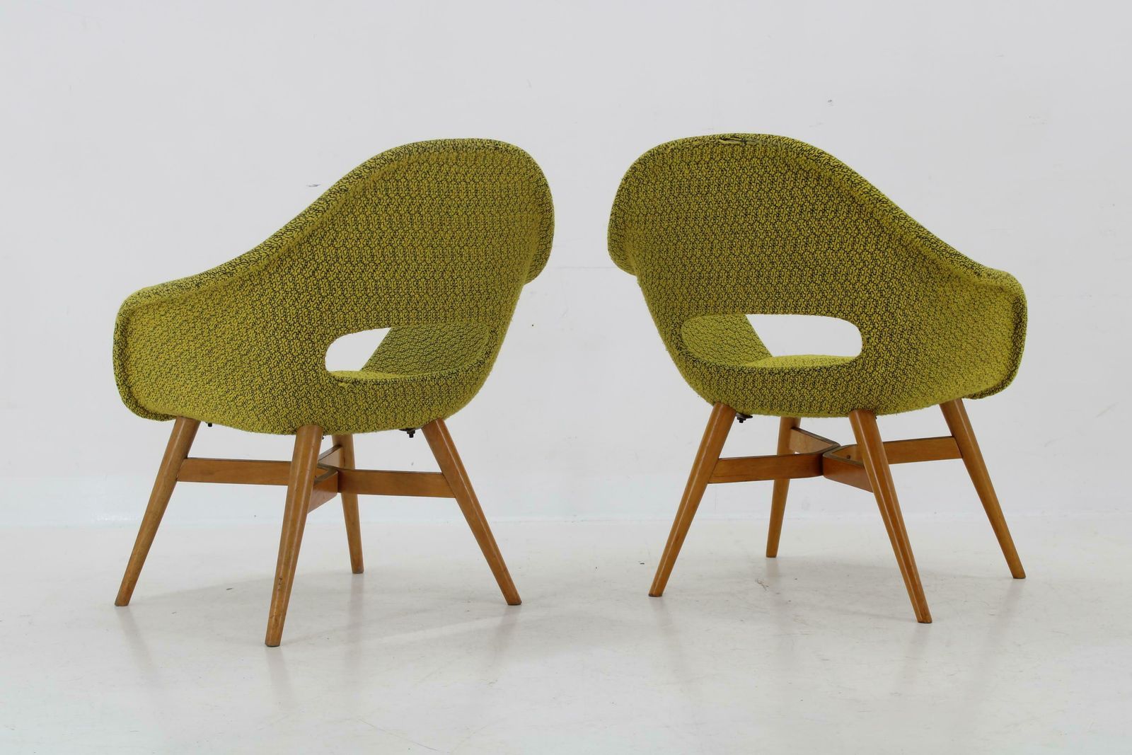 Pair Of 1960s Miroslav Navratil Shell Lounge Chairs, Czechoslovakia photo vintage