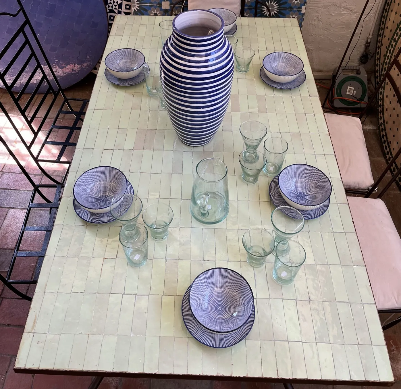 Tavole Calde 160cmx90cm Diam Z21 Venetian Aqua Green Design Mosaic Tiled Table And Low Iron Base With 2 Sealers. New But Unused Old Stock photo for sale