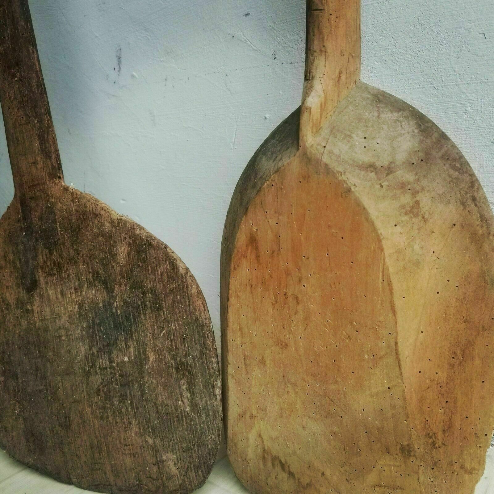 Set Of 2 Wooden Pizza Paddle And Dough Scoop Paddle Antique 1900s. Rustic Decor photo Home Decor