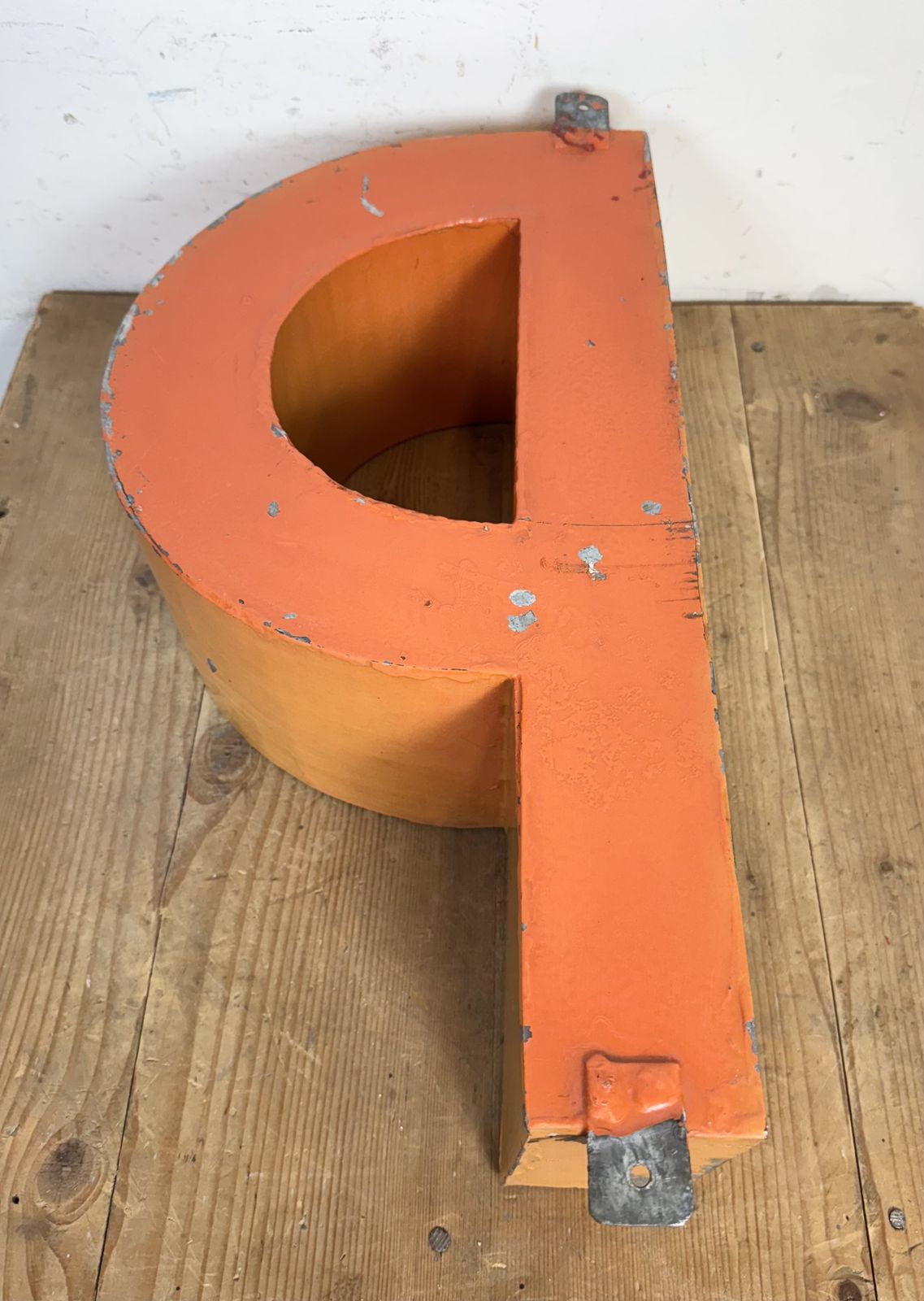 Large Vintage Yellow Iron Facade Letter P, 1960s photo vinterior
