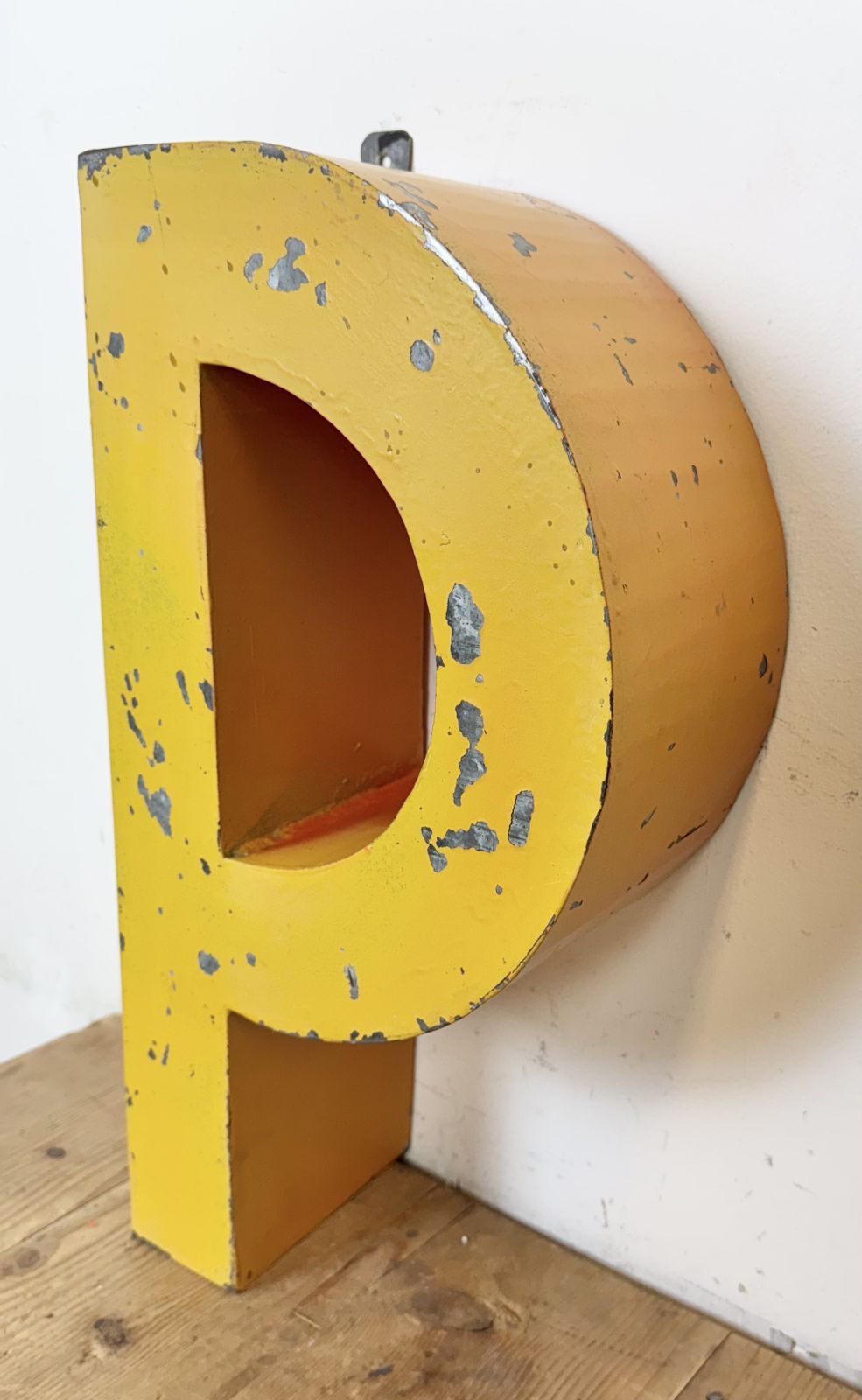 Large Vintage Yellow Iron Facade Letter P, 1960s photo vintage