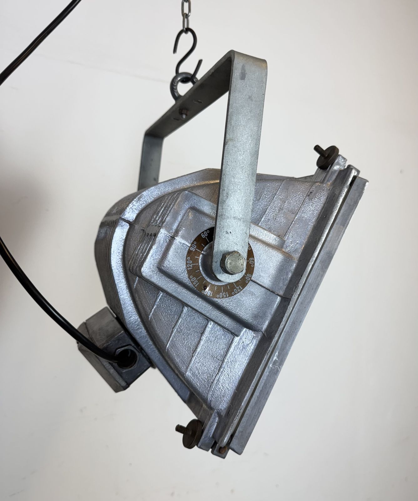 photo furniture Vintage Grey Theater Spotlight With Glass Cover, 1980s