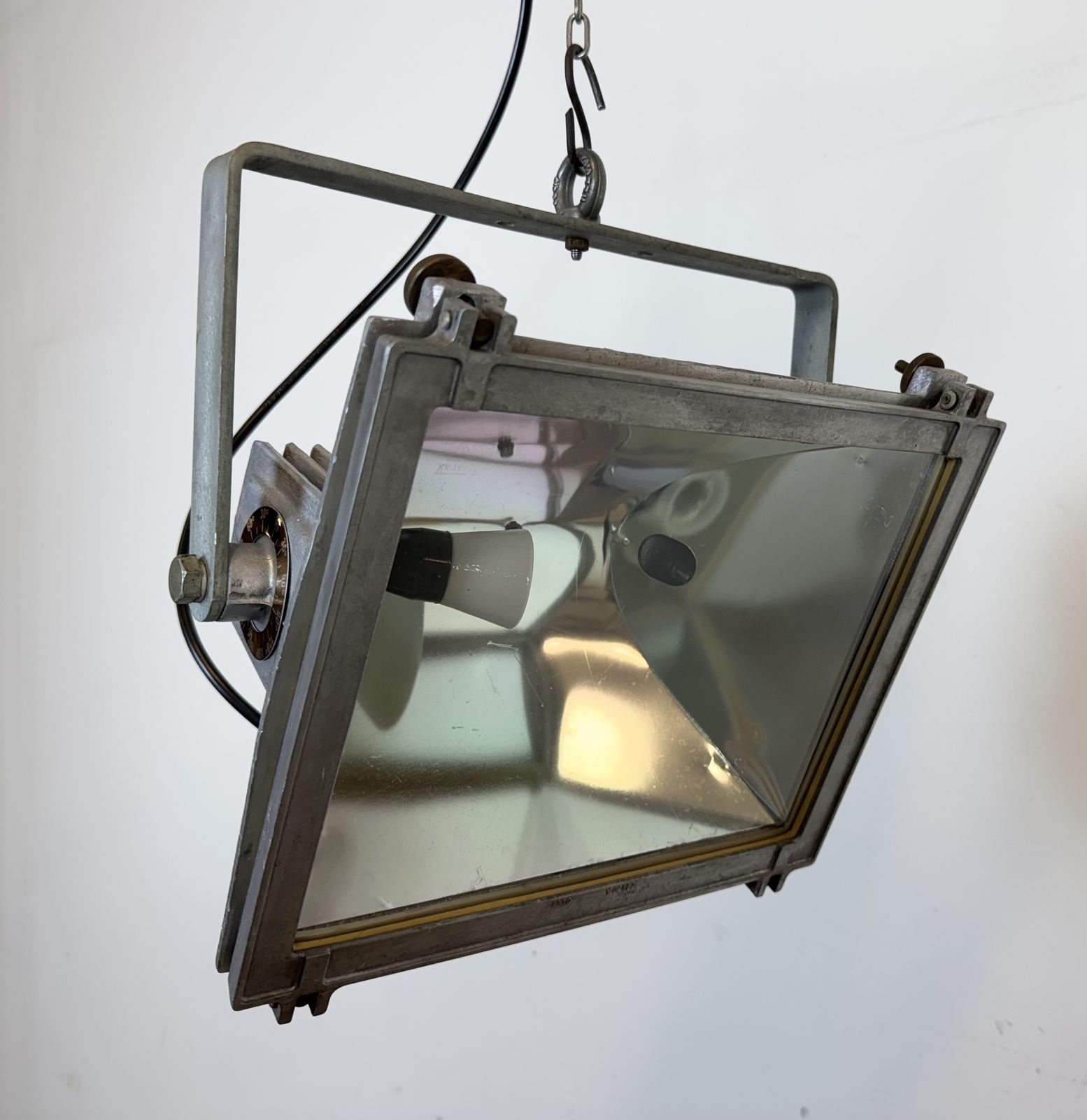 photo for sale Vintage Grey Theater Spotlight With Glass Cover, 1980s