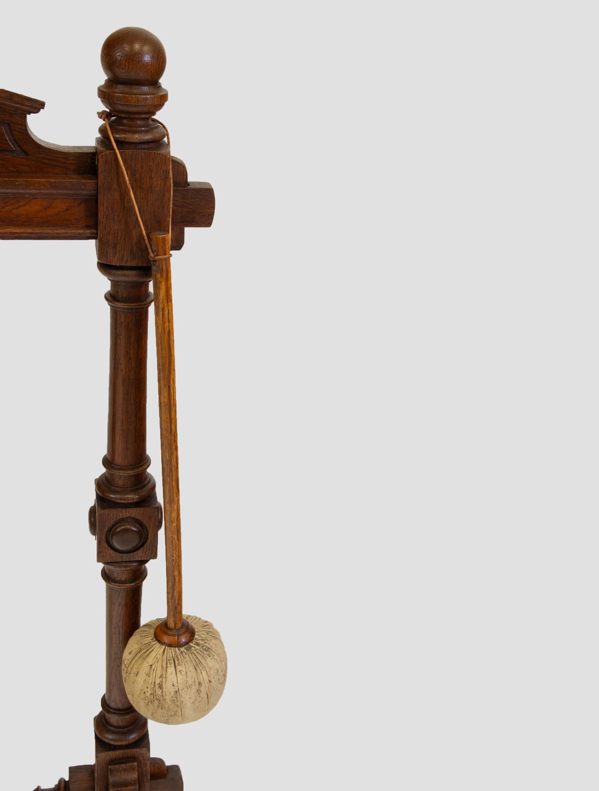 19th Century Oak Floor Standing Dinner Gong & Striker 1870 photo vintage