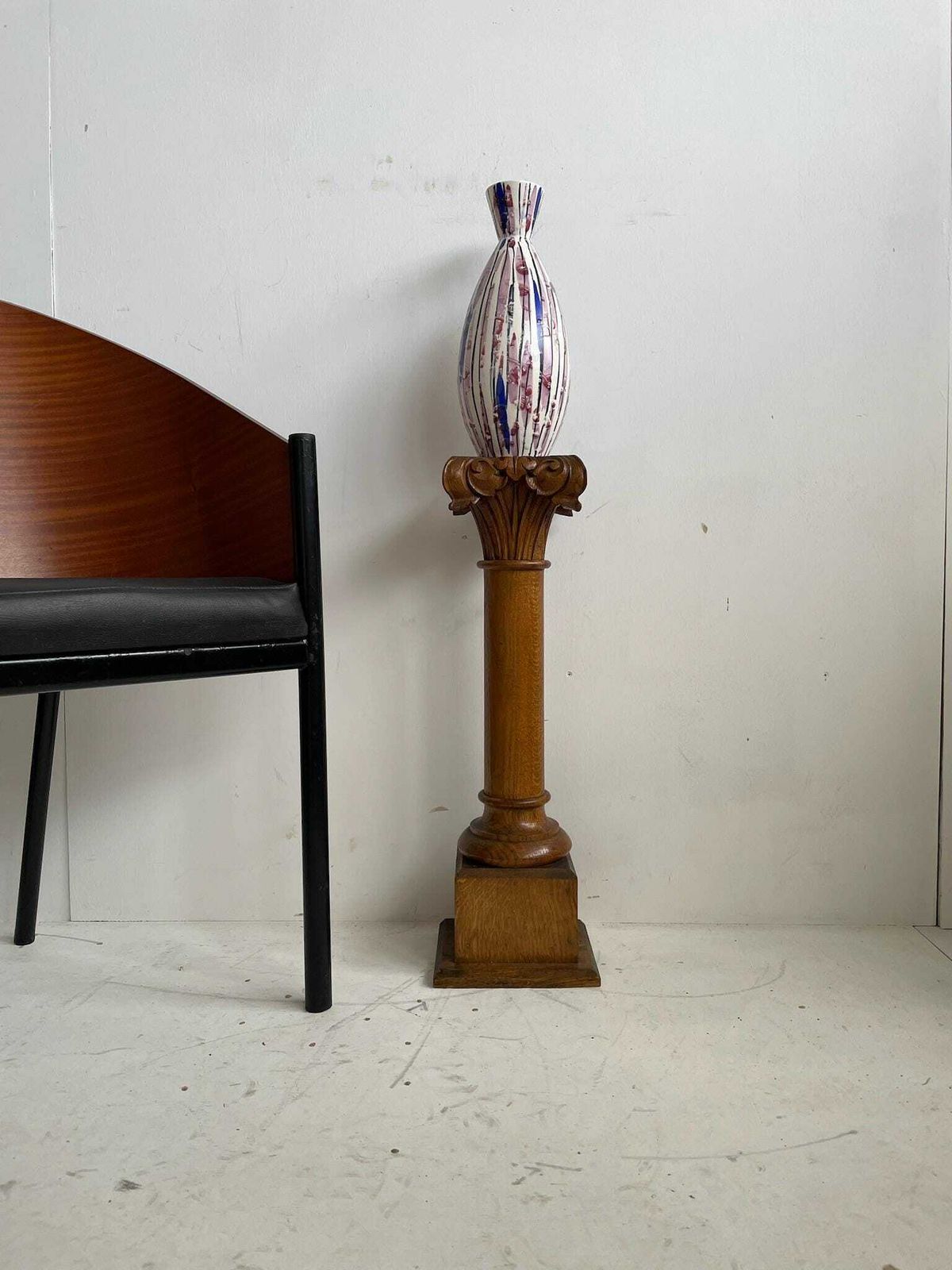Wooden Column Plinth With Carved Acanthus Leaf Detail At The Top photo furniture