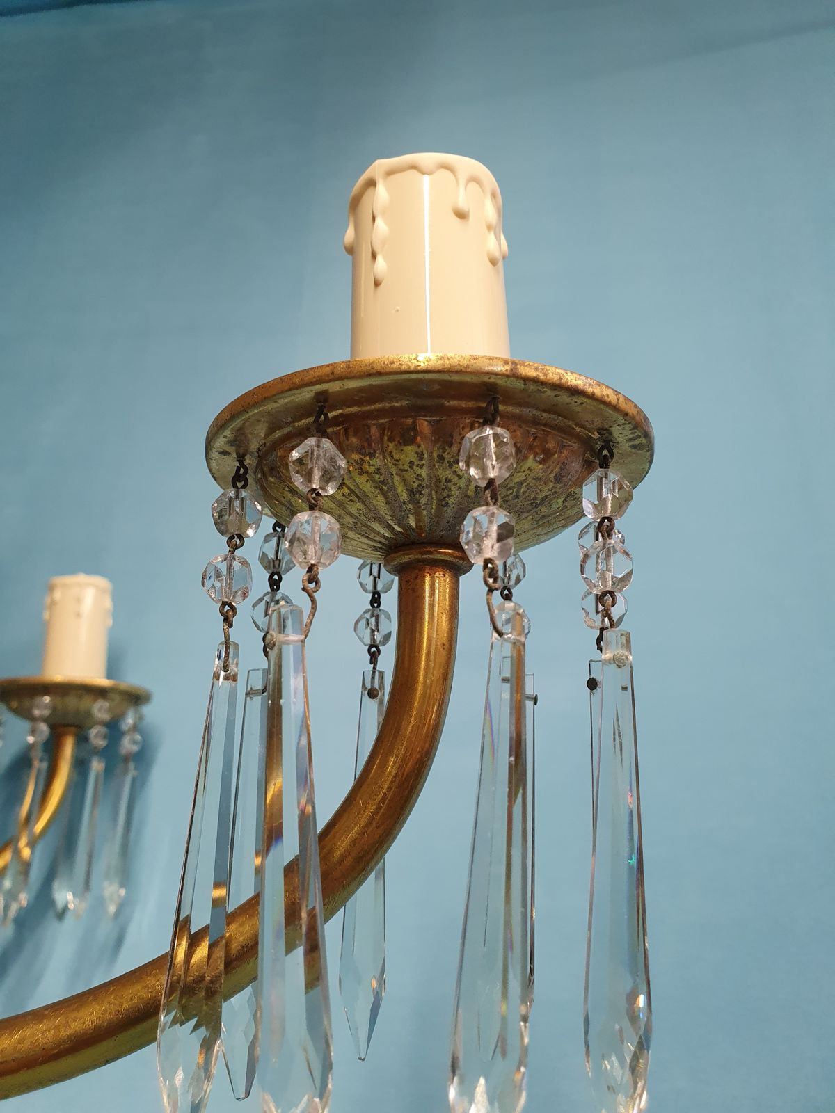 Early 20th Century Pair Of Large Two Tier Chandeliers With Cut Glass Crystal 42" photo 3800.0