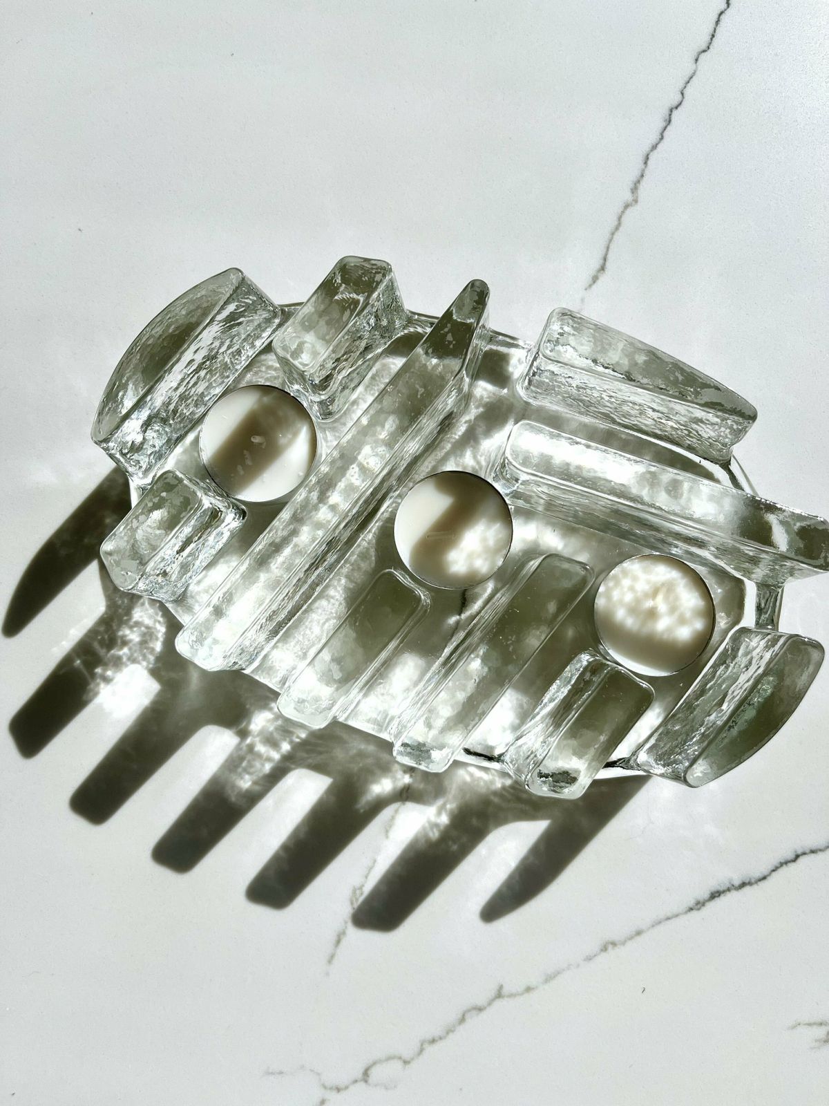 photo for sale Mid Century Chunky Glass Single 3 Burner Plate Warmer/Objet D'art In The Style Of Jiri Zejmon