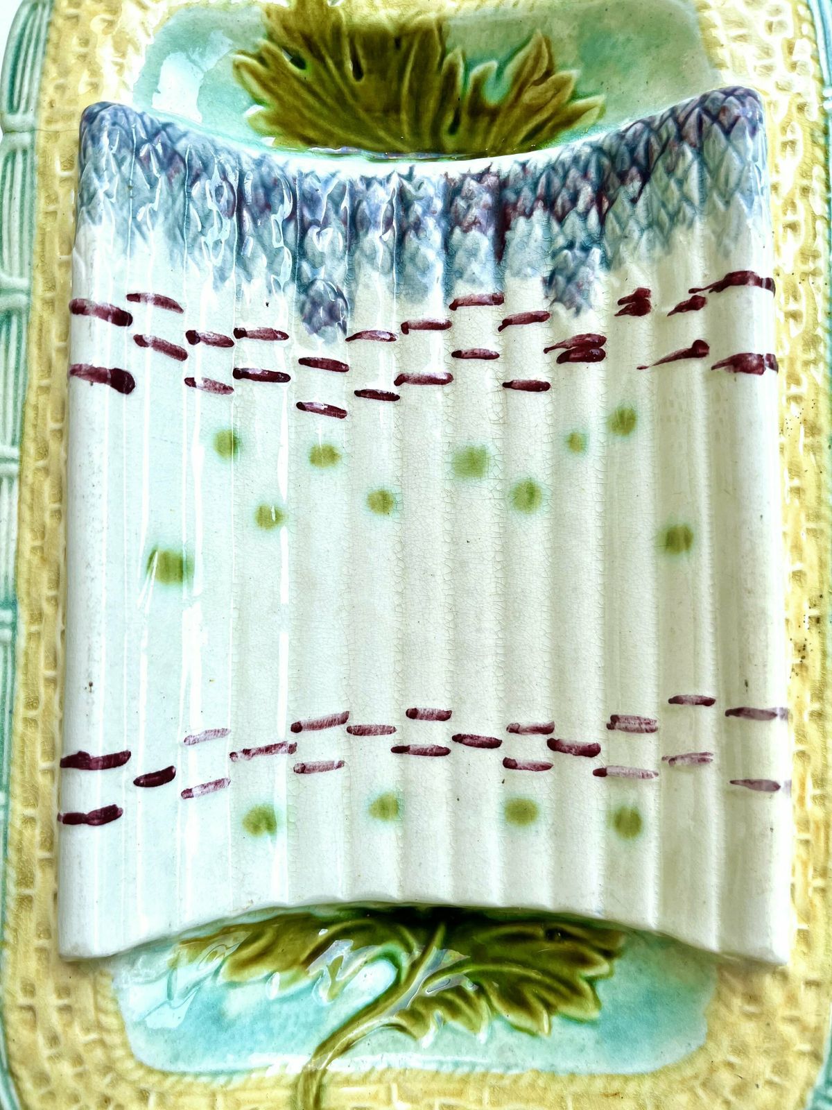 Antique French Majolica Ceramic Asparagus Serving Dish/Wall Art photo buy