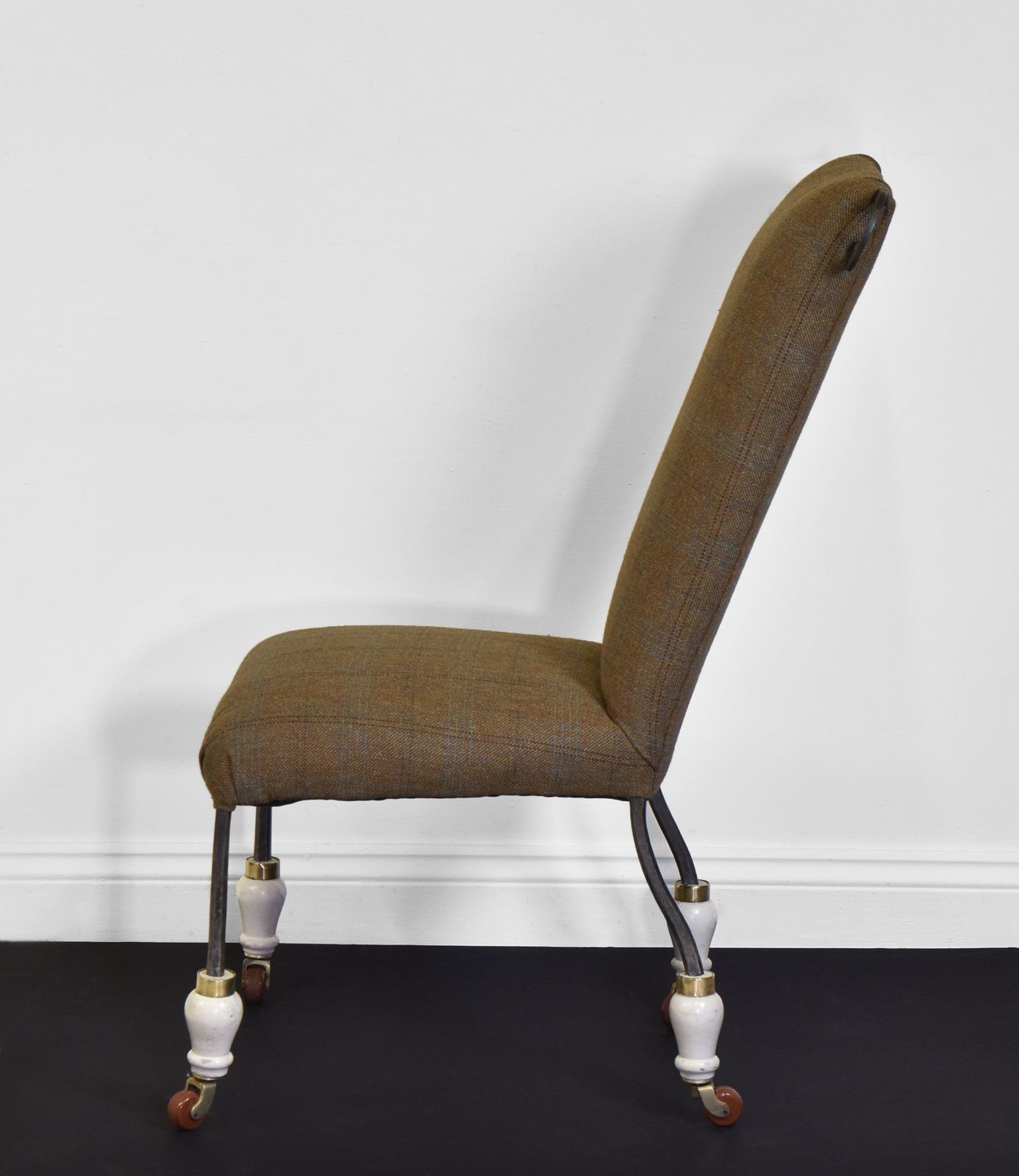 Unusual 19th Century Steel & Tweed Side Chair photo vinterior