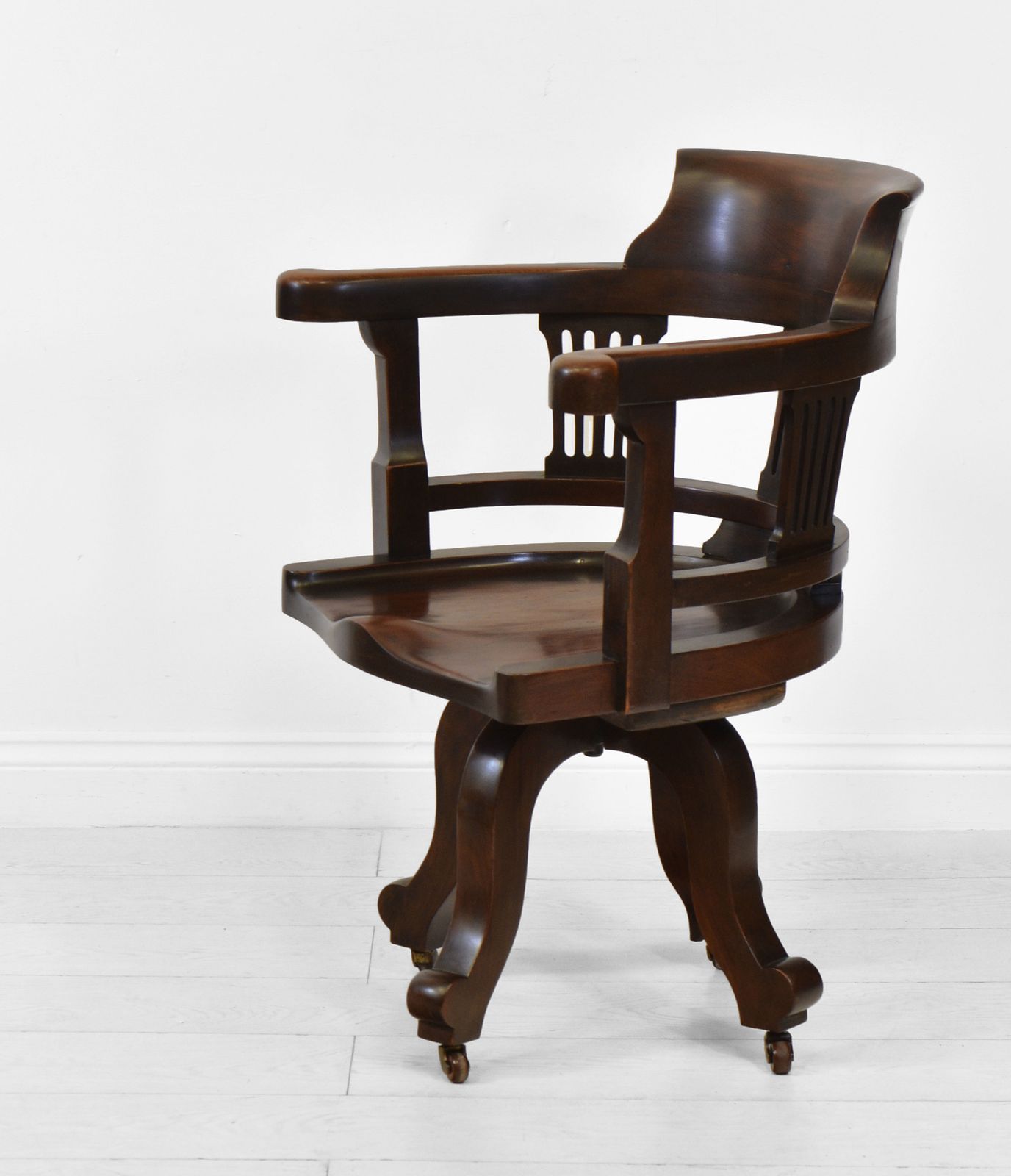 Victorian Mahogany Swivel Office Desk Chair Circa 1880 photo vinterior