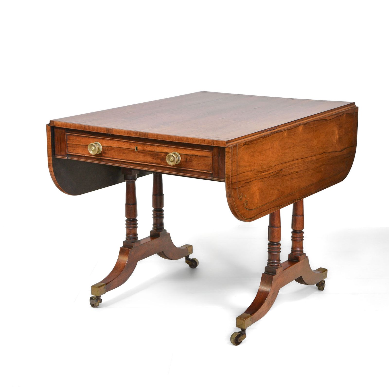 Regency Rosewood & Brass Inlaid Sofa Table Antique Circa 1820