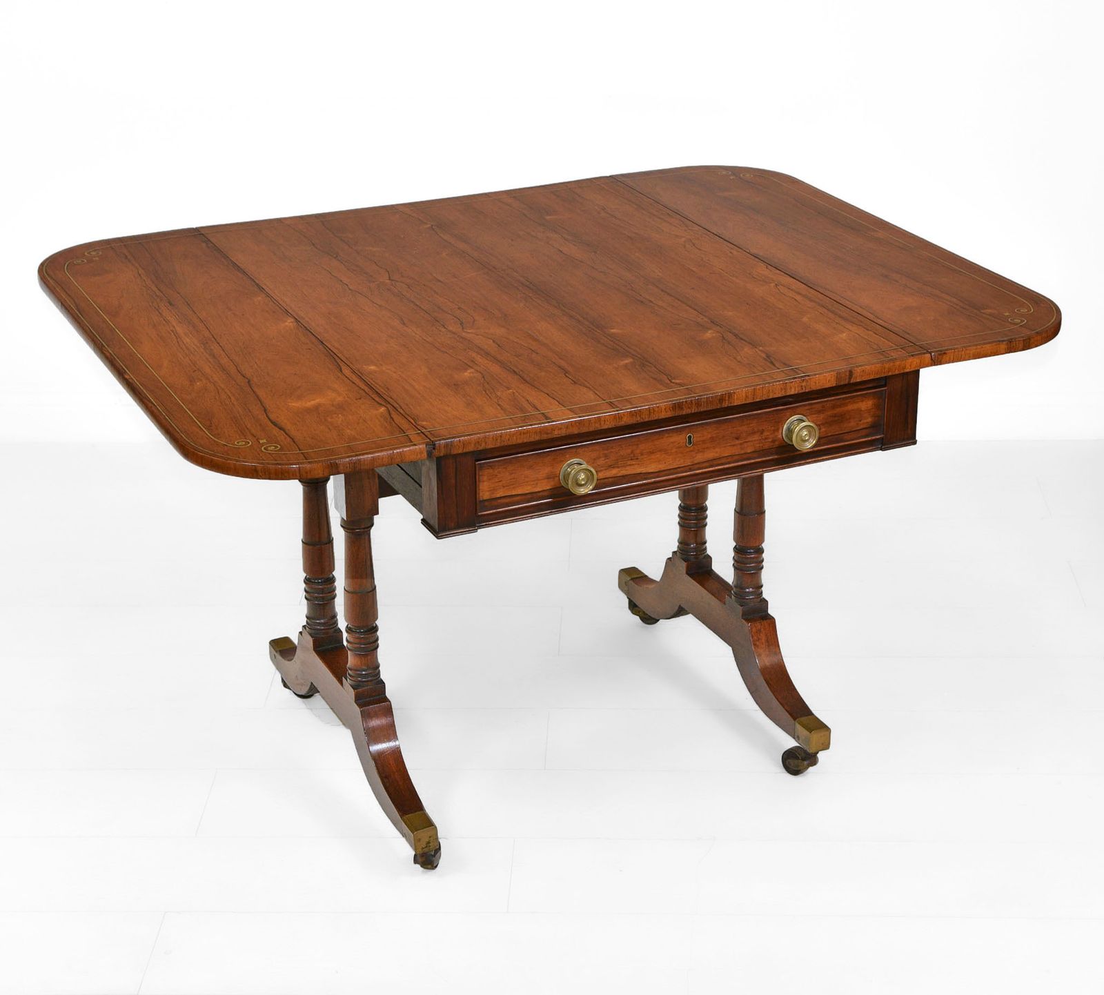photo buy Regency Rosewood & Brass Inlaid Sofa Table Antique Circa 1820