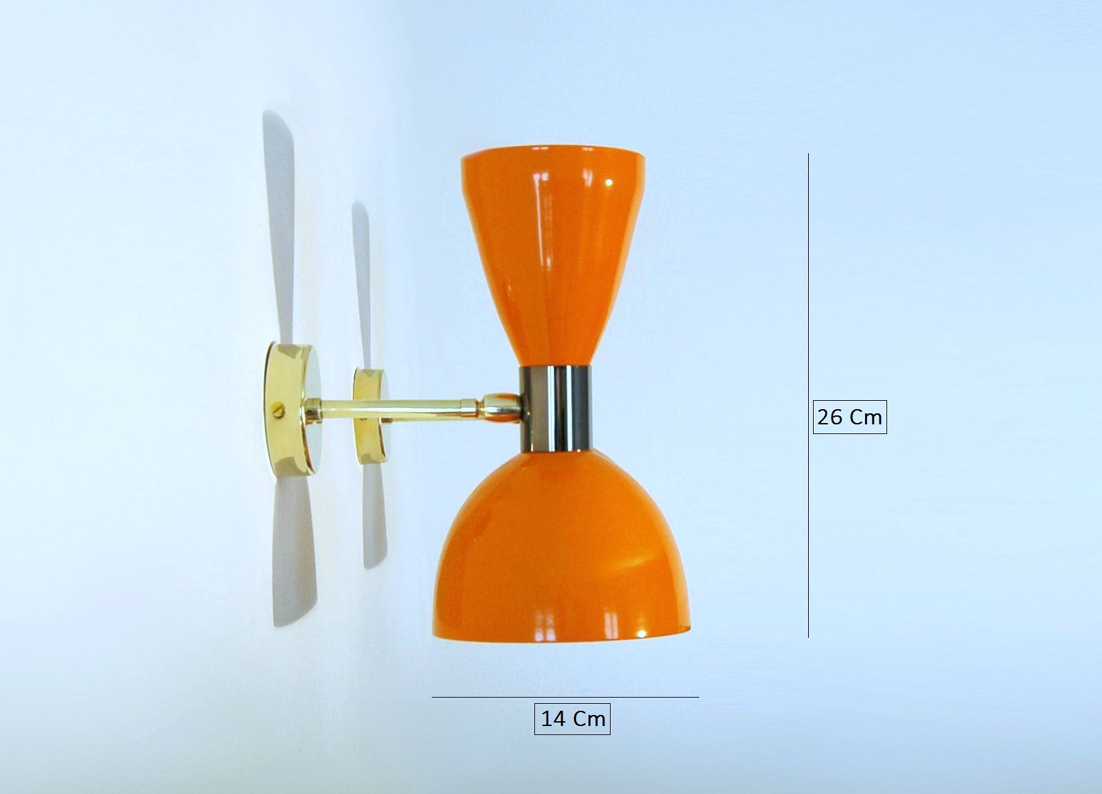 Pair Of Wall Lamp Metal / Brass / Orange Color Style '50 photo Lighting