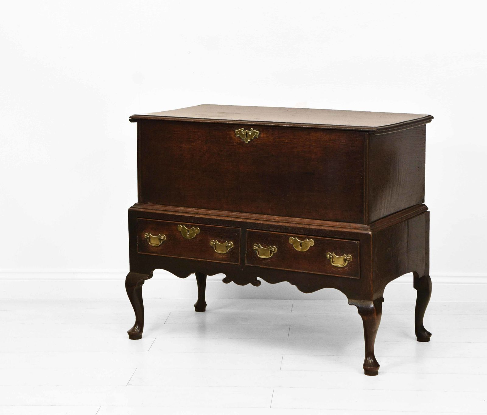 Antique Georgian Oak Blanket Chest On Stand With Drawers Circa 1750