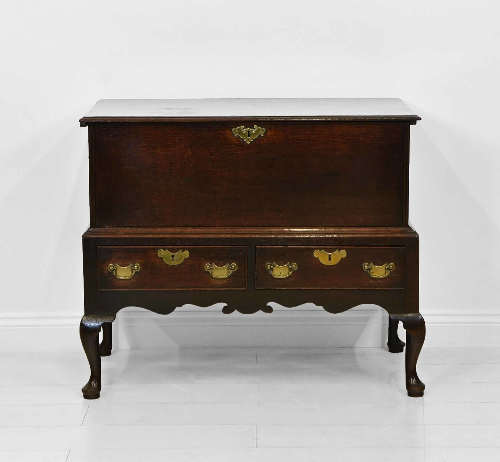 Antique Georgian Oak Blanket Chest On Stand With Drawers Circa 1750 photo for sale