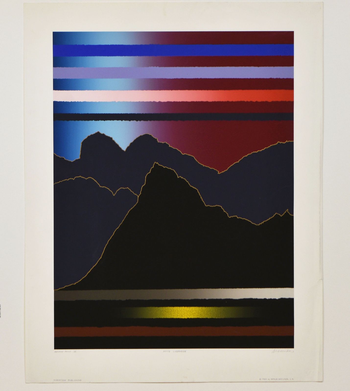 Arthur Secunda Large Silkscreen Abstract Signed Print Notte Luganese 1983