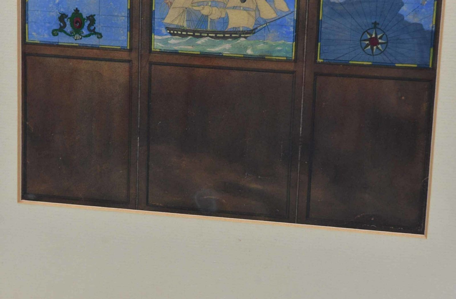 Watercolour Drawing Of A Three Fold Screen Design Decorated With A Nautical Map By Kenneth Stevens Mac Intire photo vinterior