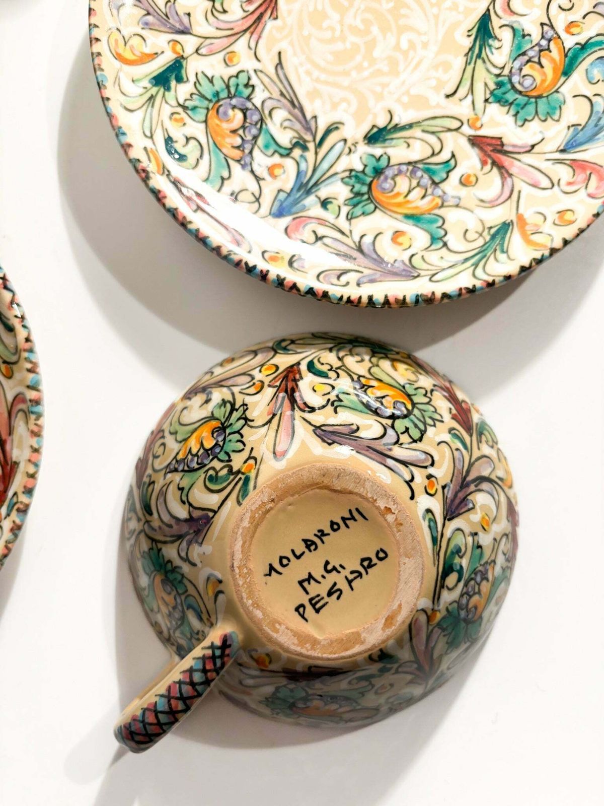 Set Of 6 Ceramic Mugs By Molaroni Pesaro, Hand Painted From The 1960s photo vinterior