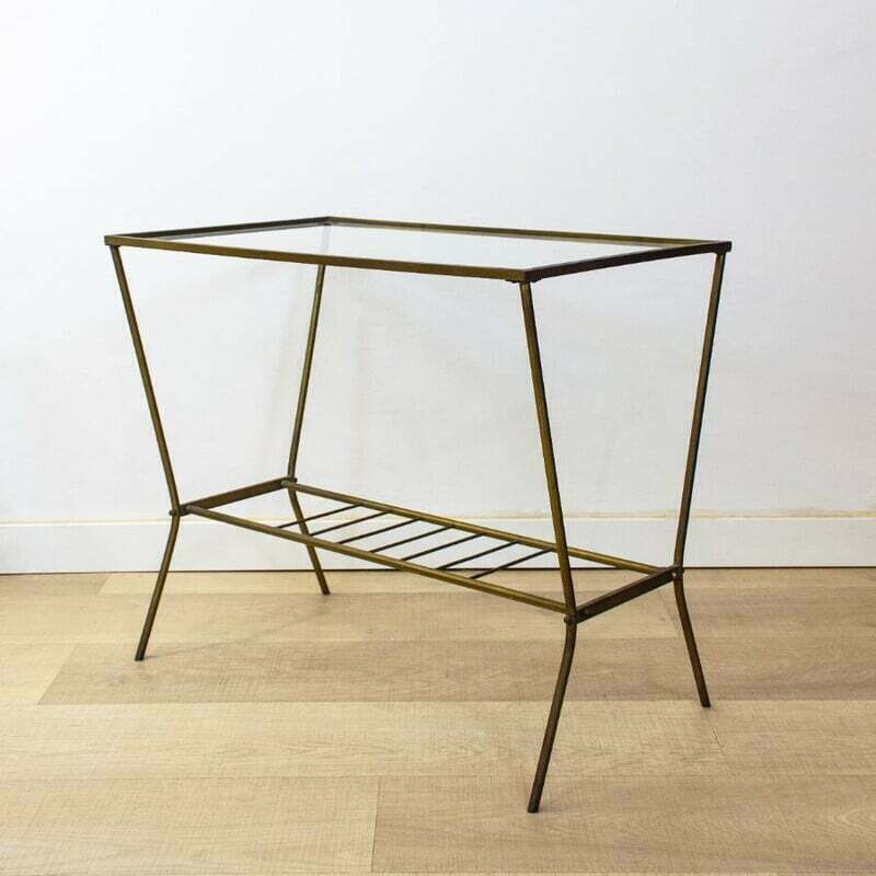 Vintage Brass And Glass Side Table, 1960s photo furniture