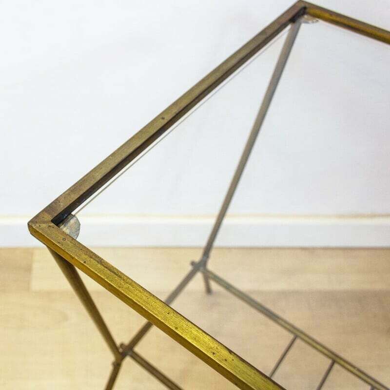 Vintage Brass And Glass Side Table, 1960s photo vinterior